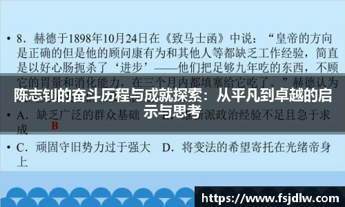 陈志钊的奋斗历程与成就探索：从平凡到卓越的启示与思考